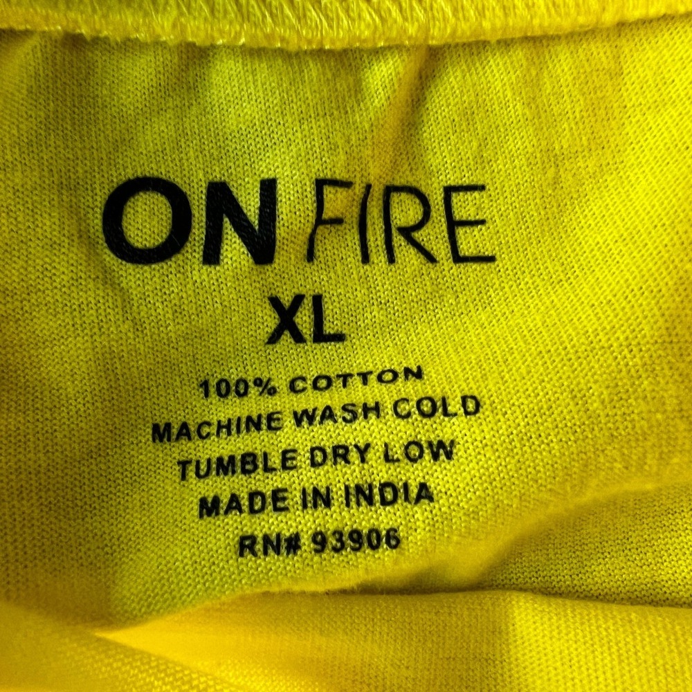 On Fire New York 13 Graphic T-Shirt Yellow Green Cotton Short Sleeve XL Mens - Picture 8 of 8